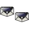 KAELA 2pz APPLIQUE DA ESTERNO CON PANNELLO SOLARE 100 LED SENSORE MOVIMENTO CREPUSCOLARE