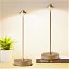 Tpczqj Set di 2 lampade da tavolo a LED ricaricabili senza fili, funzionamento a | 6000 mAh, touch 3 colori, dimmerabile, portatile, in metallo, impermeabile, per patio, ristorante, sala da pranzo, casa