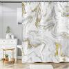 ASDCXZ Tenda da doccia in marmo, 165 x 180 cm, moderna, astratta, grigio, oro, bianco, effetto marmo, tessuto lavabile, tenda da doccia in poliestere, impermeabile, per vasca da bagno con 12 ganci