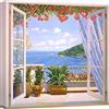ART PRINT CAFE' Stampa su tela: Del Missier, Finestra sul mare, 50x50