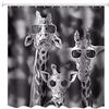 A.Monamour Tenda da Doccia Impermeabile In Poliestere Tessuto Stampa Di Immagini In Bianco E Nero Fantastiche Giraffe Con Gli Occhiali Divertenti Per Gli Animali Antimuffa Tenda della Vasca da Bagno