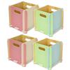 HMF Scatola portaoggetti in legno da assemblare | Set da 4 | Adatta per librerie | 25 x 25 x 25 cm | Multicolore