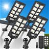 PEAKRO 600W Lampione Solare Led Esterno 4 pezzi, 6500K IP65 Impermeabile Faretto Stradale con Sensore di Movimento, Lampioni da Giardino Esterno Solari Lampada Stradale Solare per Garage Strada