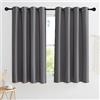 KGORGE Tende per Interni Corte 2 Pezzi L 140 x A 160 CM per Finestre Piccole Tenda Oscurante con Anelli per Cucina Curtains Cameretta Bambini Moderne, Grigio