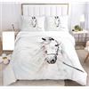 SHUAIG Set di biancheria da letto con stampa 3D, set di biancheria da letto per bambini con motivo di cavalli animali e copripiumino, per bambini, ragazzi, adolescenti.（Cavallo bianco,200x200cm