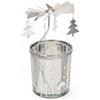 MIJOMA Portacandele rotante Teelicht-Carosello natalizio, candeliere in metallo, Teelicht illuminante rotante Mini-Piramide 12 cm (Argento - Votivglas & Albero di Natale)