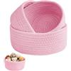 TXXATX 3 Pezzi Cestini Portaoggetti Bagno Cesto Portaoggetti Rosa | Corda di Cotone, Cestino Impilabili, Contenitori Bagno, per Camera da Letto, Soggiorno, Decorazioni