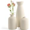 PinnWaa Vaso in Ceramica Decorativo per Pampas Decorative, Design Moderno per Decorazioni Casa, Set Di 3 Vaso da Interno Artigianale con Stile Minimalista per Salotto/Camera/Ufficio - Beige