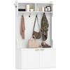 HOMCOM Appendiabiti, Appendiabiti da ingresso con 2 ante, ripiani aperti, 6 ganci, per corridoio, camera da letto, soggiorno, stile moderno, 100x38x172 cm, bianco