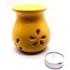 CRIGEMA - Brucia Essenze in Ceramica Giallo - Bruciatore per Oli Essenziali - Aromaterapia, Decorazione casalinga, Meditazione - Candela Tealight in Regalo