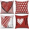 ASDCXZ Set di 4 federe per cuscino per San Valentino, 50 x 50 cm, colore rosso, amore, matrimonio, Natale, Capodanno, divano, lavabile, in poliestere, per esterni