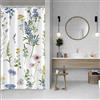 ASDCXZ Tenda da doccia floreale 120 x 200 cm primavera blu giallo rosa lilla fiori foglie piante bianco bagno lavabile stretto tende da doccia poliestere tessile impermeabile tenda da doccia per