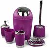 GMMH - Set di 6 accessori da bagno, con dispenser per sapone, porta saponetta e scopino per WC (lilla)