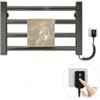 XOQUAI Asciugamani elettrico, scaldasalviette da 80 W, asciuga mano elettrico da parete, termosifone, asciugacapelli, asciugamani elettrici per bagno, termostato 55 (nero)