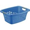 Rotho Flowers Cestino lavanderia 25l con 2 maniglie, Plastica (PP) senza BPA, bluorizzonte, 25l (50.5 x 38.3 x 21.8 cm)