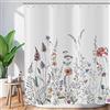 ASDCXZ Tenda da doccia con fiori 120x180 cm, primavera semplicità rosso lilla multicolore fiori verde foglie bianco bagno lavabile tende da doccia in poliestere tessuto impermeabile per vasca da bagno