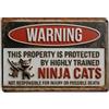 Papient Targa in metallo vintage con scritta in lingua inglese Warning Ninja Cats (lingua italiana non garantita), per casa, bar, giardino, interni ed esterni, decorazione da parete, 20,3 x 30,5 cm