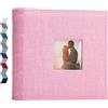 Vienrose Album Foto 10x15 200 Tasche Copertina Lino Rosa | Spazio per scrivere, finestra personalizzata, tasche laterali, senza acidi né PVC, ricordi matrimonio, bebé e vacanze
