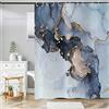 ASDCXZ Tenda da doccia blu oro marmo, 180 x 200 cm, moderna, astratta blu oro, effetto marmo, tessuto lavabile, tenda da doccia in poliestere, impermeabile, per vasca da bagno con 12 ganci