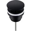 Aqua Uno AQUAUNO - Valvola Klick-Klack per lavabo senza troppopieno - Tappo per lavandino in ottone - Valvola di scarico pop-up per lavandini standard in bagno - Universale e facile da montare - Nero
