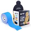 SumoTape Sumo Tape® - Rotolo di nastro kinesiologico elastico impermeabile e delicato sulla pelle, 5 m x 5 cm, in 4 colori colorati e tenuta extra forte, nastro kinesiologico medico (blu)