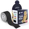 SumoTape Sumo Tape Kinesiotape Rotolo impermeabile e delicato sulla pelle - Nastro kinesiologico elastico 5 m x 5 cm in 4 colori colorati e tenuta extra forte - Nastro kinesiotape, nastro sportivo (nero)