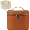 TOWEBOORY Borsa Cosmetica da Viaggio, Trousse Trucchi Donna in Morbida Pelle PU Borsa Portatile per Cosmetici Grande Capacità Chiusura con Zip per Conservare Cosmetici e Articoli da Toeletta (Marrone)