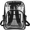 Lotsdonxia Zaino trasparente con finiture nere, in PVC, impermeabile, con cinghie regolabili, per stadio, concerti, scuola, viaggi, durevole, trasparente, con tasche con cerniera