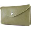 modamoda de P11 Portafoglio da donna in pelle 16x10 cm, fatto a mano in Italia, verde oliva, m