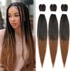 MY-LADY 50 cm Pre Stretched Braiding Hair Extension 3 pezzi Ombre Braids per capelli sintetici trecce Yaki capelli sintetici per trecce Jumbo (nero/marrone)