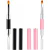 CHICAMPERA Pennelli Nail Art 2pezzi Setole in Nylon, Strumento per Pittura Unghie Facile da Usare, Multifunzionale per Uso Professionale e Domestico