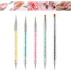 Mikloven Set di 5 pennelli per nail art a doppia estremità con penne artistiche per trapano e disegno, kit di strumenti professionali per manicure e accessori