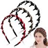 IGXX set da 3 cerchietti zig zag con perle da donna, fascia capelli antiscivolo con pettinino