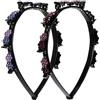 Mabor 2 fasce per capelli con fiori e cristalli, con clip, frangia per capelli professionale, a doppio strato, per donne e ragazze, accessori per lo styling dei capelli