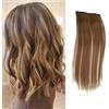 HSAJS Extension Capelli Filo Invisibile per Donne Ragazze Capelli Lisci Veri Clip Naturale Finta Sintetici Clip Posticci Capelli Extension 20cm