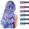 MSDADA Capelli Gesso Pettine per Ragazze e Bambini, 6 Pezzi Gessetti per Capelli Temporanei Gesso Regalo di Compleanno per Bambini Età 5 6 7 8 9 10 Lavabile Tintura per Party, Natale e Cosplay (Bleu+Rose)