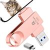 Ryican [Senza APP] Chiavetta USB per lPhone,Ryican 256GB Memoria Esterna Pendrive USB C 3.0 Chiavetta per lPhone per scaricare foto 4 in 1 Photostick per iOS/Smartphone/Pad/Android/PC/Tablet,Rosa