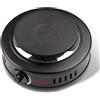 Girmi PE16 Fornello Elettrico, 500 W, Piastra in Ghisa 11cm, Spia di accensione, Piedini di appoggio, Regolazione Temperatura, Nero