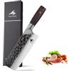 HAZMUSS Coltello Nakiri Forgiato 17,8 Cm - Acciaio Inox Alto Carbono - Coltello da Taglio Affilato e Multiuso - Manico in Legno Stile Chicken Wing - Per Carne e Verdure