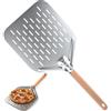 FDKene Pala per Pizza Forata in Alluminio, 40 x 30 cm, Pala Pizza con anti-scottatura Manico in Legno Rimovibile, Maneggevole e Facile da Riporre, per Pietra per infornare pizza pane e focaccia
