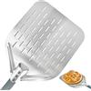 KIANGKIANG Pala per pizza, 40 x 30 cm, in alluminio, dimensioni perfette e design perforato per una cottura perfetta della pizza (argento)
