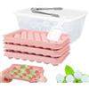 Dawumin Stampo Ghiaccio con Coperchio e Contenitore, Rotondo Stampo Ghiaccio con Pinze Cucchiaio, BPA Free, Impilabile Forme Vassoio Riutilizzabile, Per Ghiaccio per Cocktail, Succo