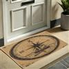 Generic Zerbino vintage con bussola, marrone, zerbino nautico per interni ed esterni, decorazione da spiaggia, in gomma, impermeabile, antiscivolo, assorbe la polvere, facile da pulire, 73 x 43 cm