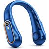 Generic Ventilatore da collo senza pale a mani libere, con flusso d'aria surround personale a 360°, turbo silenzioso a 5 velocità, ventilatore da collo indossabile e da appendere ricaricabile USB (blu)