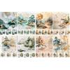 Craft Kreatively Carta di riso giapponese vintage, 29 x 29 cm (2 pezzi), 8 disegni per decoupage ad acquerello per collage, creazione di biglietti e artigianato, decoupage CRAFT KREATIVELY