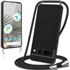 Knrlqim Cover per Google Pixel 7 Pro 5G con Cordino Custodia con Laccio Collana Tracolla Collo Corda Regolabile Liquido Silicone Antiurto AntiGraffio Protettiva Case per Google Pixel 7 Pro 6,7,Nero