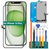 Generic Per iPhone 14 Plus Incell Schermo LCD Ricambio Nero 6.7 pollici Touch Digitizer Full Assembly A2632 A2886 A2885 A2887 A2896 3D Touch Face ID True Tone con Kit di riparazione completo (area di