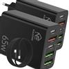 SECURITY TOYS Confezione 2 caricabatterie USB C + cavo di ricarica rapida - caricatore USB multiplo 5 porte - spina multipla USB C 65 W - adattatore compatibile con iPad, iPhone, Google, ricarica rapida