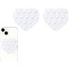 Leeneen 2 supporti a ventosa per telefono in silicone a forma di cuore su entrambi i lati, supporto per telefono con ventosa antiscivolo, per selfie e video, per tutti i telefoni cellulari (bianco)