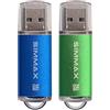 SIMMAX Pendrive 2 pezzi 16GB Chiavetta USB 2.0 Unità Memoria Flash di SIMMAX (16GB Verde Blu)